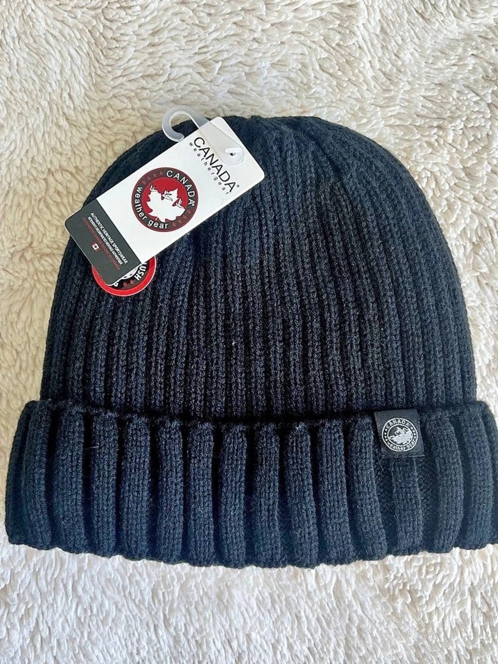 Canada Weather Gear Ribbed Knit Beanie in Black NWT